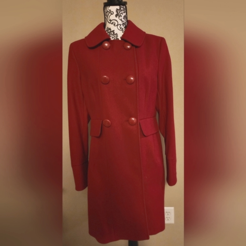 NY‎ & CO Double Breasted Button Peacoat-Red